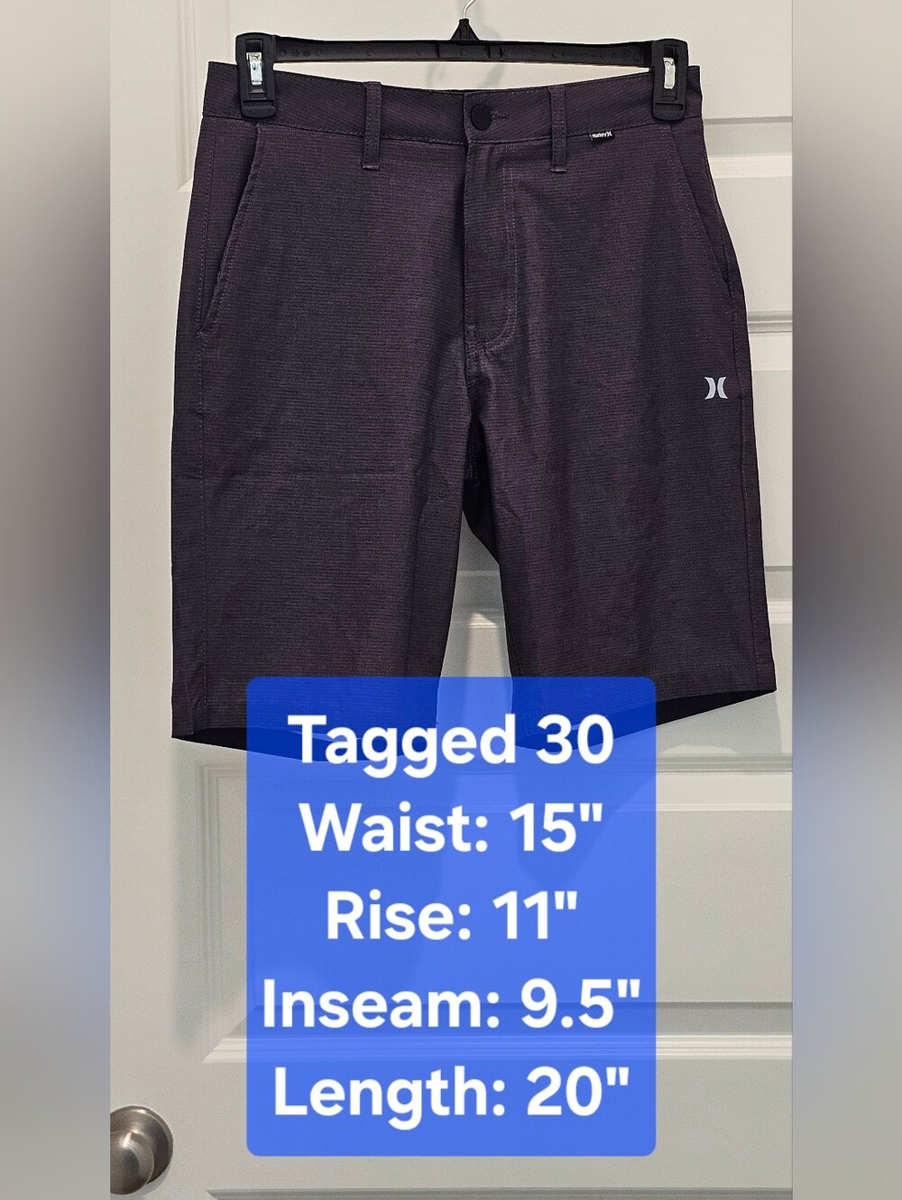 NWOT Hurley Men's Hybrid Walk Shorts Dark Gray Waist 30